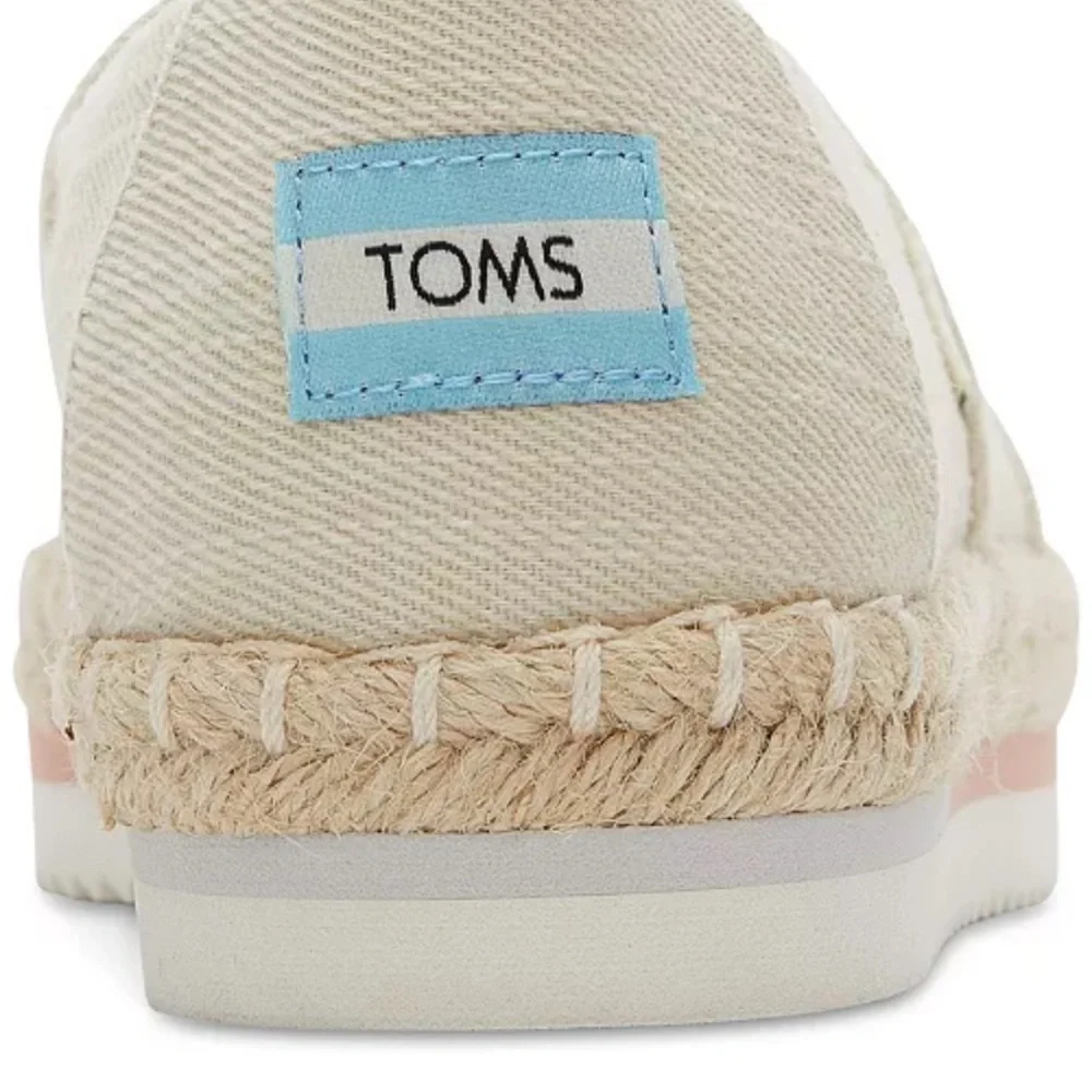 TOMS Alpargata Platform Espadrille Slip On Shoes Beige Womens Size 9.5W NEW